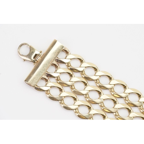 127 - A 9ct Gold Three Strand Bracelet. Weighing: 81.8 grams.