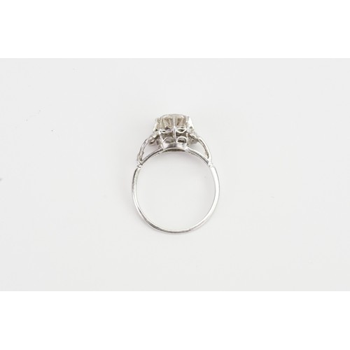 169 - An Art Deco designed Solitaire Diamond Ring in a Platinum setting. Main Diamond Approx 1.3ct. 6 Shou... 