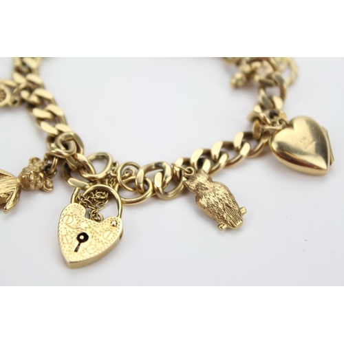 115 - A lovely 9ct Gold Charm Bracelet set with various charms including, an old man, teddy, heart, etc. T... 