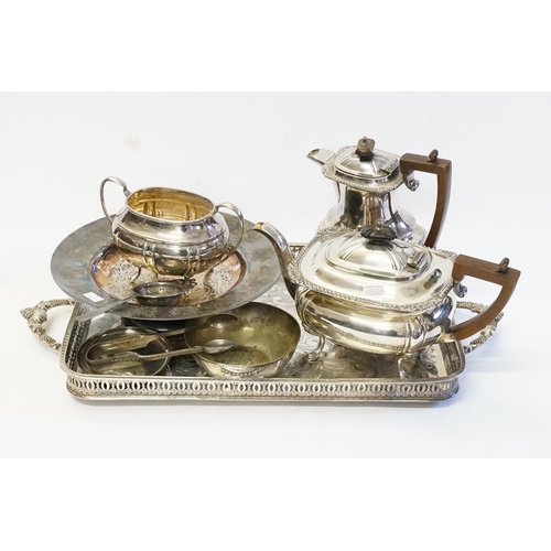 62 - A Georgian Design Teapot and Hot Water Jug, a Silver Plated Tray and other items of Silver Plate.