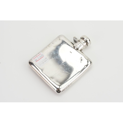 30 - A Silver Engraved Flask. Dated 1939. 