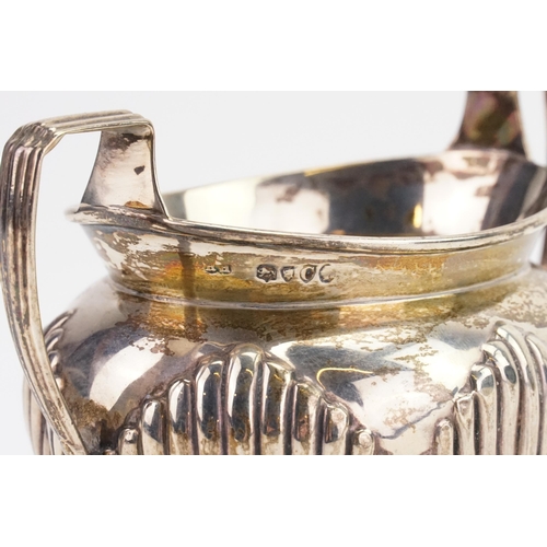 33 - A Victorian Silver Bats Wing Fluted Sugar Basin. Weight: 124 grams.