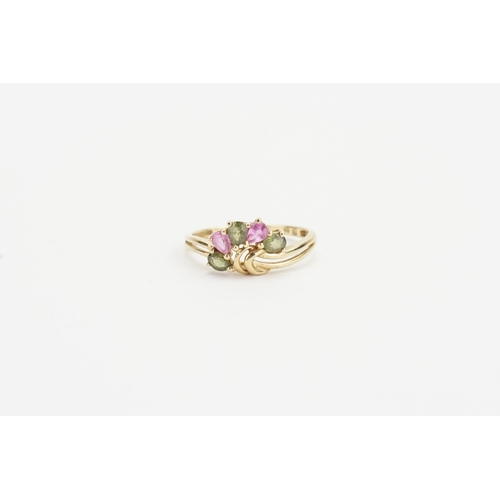 72 - A 9ct Gold Pink & Green Stone set Ring. Weighing: 1.9 grams. Size: R.