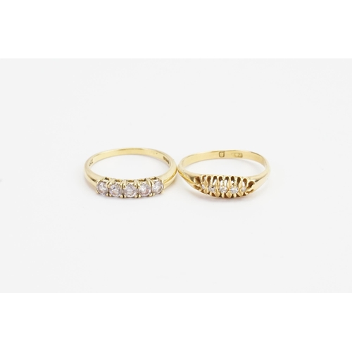 73 - 2 18ct Gold rings, one set with diamonds. Weighing: 6 Grams. Sizes: R.