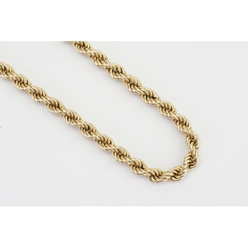 84 - A 9ct Gold Rope Chain Bracelet. Length: 20cms. Weighing: 4.3 grams.