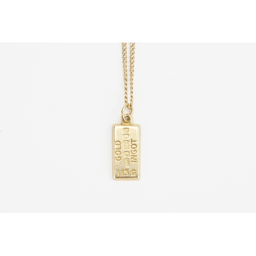 94 - A 9ct Gold Ingot on Chain. Total Weight: 6.5 grams. Chain (AF).