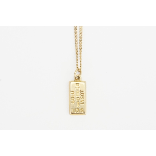 94 - A 9ct Gold Ingot on Chain. Total Weight: 6.5 grams. Chain (AF).