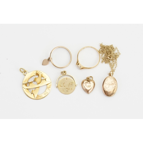 95 - A Collection of Gold items to include an 18ct Gold Ring, a N.S.A. Ice Skating Pendant, etc. Total We... 