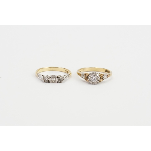 99 - Two 18ct & Platinum Illusion Diamond Rings. Largest Diamond: 0.19ct. Smallest Diamond: 0.05ct. Weigh... 