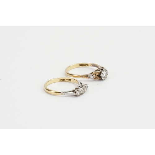 99 - Two 18ct & Platinum Illusion Diamond Rings. Largest Diamond: 0.19ct. Smallest Diamond: 0.05ct. Weigh... 