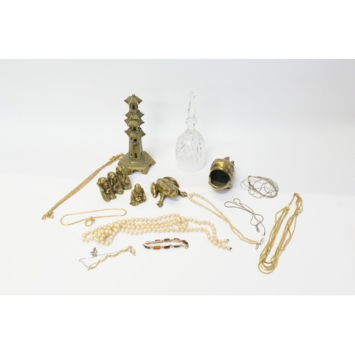 196 - A Collection of Costume Jewellery, a Bell and pearl necklaces.