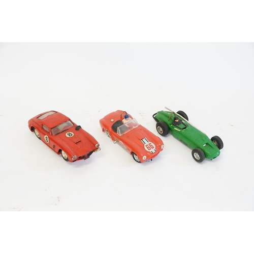 391 - Three Original 1960s Scalextric Racing Cars to include a Good/Excellent AC Cobra, a painted Ferrari ... 