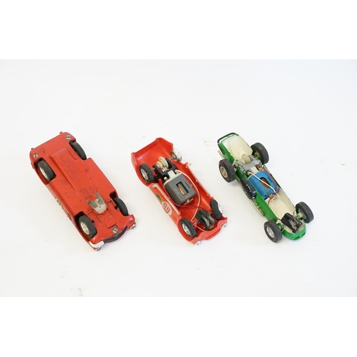 391 - Three Original 1960s Scalextric Racing Cars to include a Good/Excellent AC Cobra, a painted Ferrari ... 