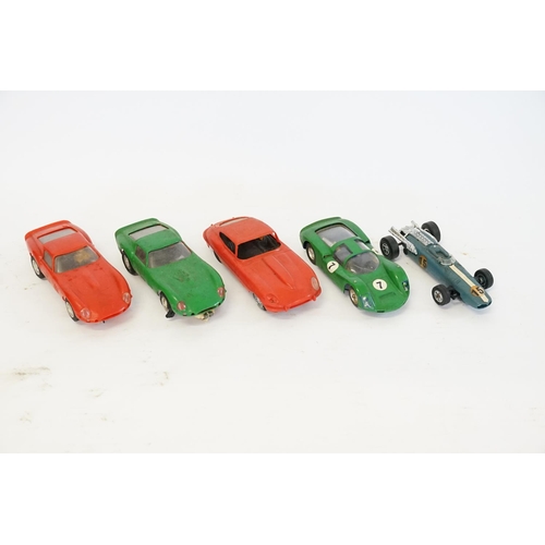 392 - A Collection of Five Scratch Built Slot Cars to include Two Ferrari's, a Porsche 910, a Jaguar E Typ... 