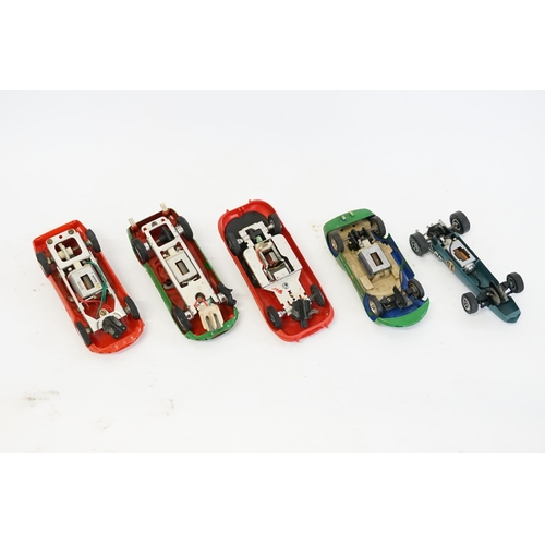 392 - A Collection of Five Scratch Built Slot Cars to include Two Ferrari's, a Porsche 910, a Jaguar E Typ... 