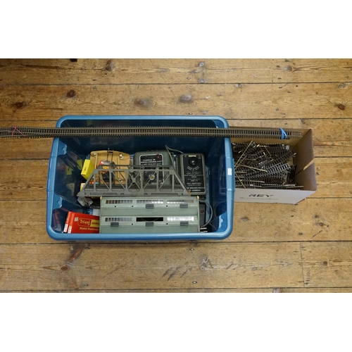 523 - A Box of Hornby Dublo accessories to include a Girder Bridge, Engine Shed, Transformers, Track, Leve... 