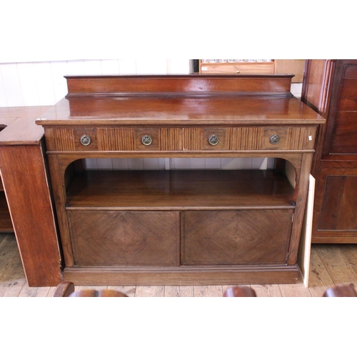 580 - A Victorian Mahogany Cross Banded Buffet fitted with two Drawers & Cupboard below with a raised back... 