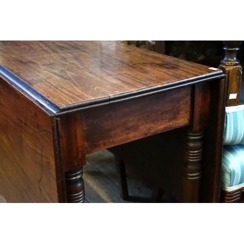 588 - A Victorian Drop-Flap Pembroke Table resting on turned legs. Measuring: 107cms Long x 77cms high. (C... 