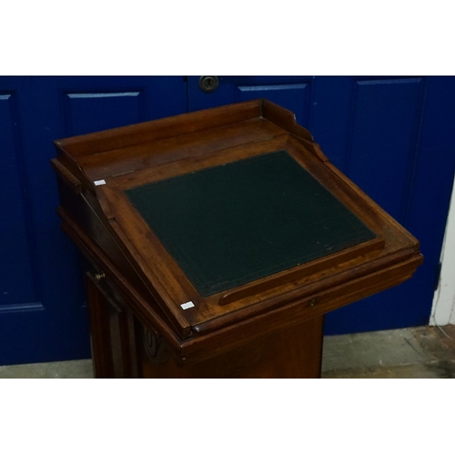 590 - A Victorian Mahogany Davenport with Scroll Over Tray Top, Pull Front, Right Hand Side Opening on a S... 