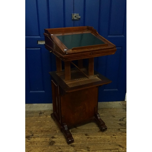 590 - A Victorian Mahogany Davenport with Scroll Over Tray Top, Pull Front, Right Hand Side Opening on a S... 