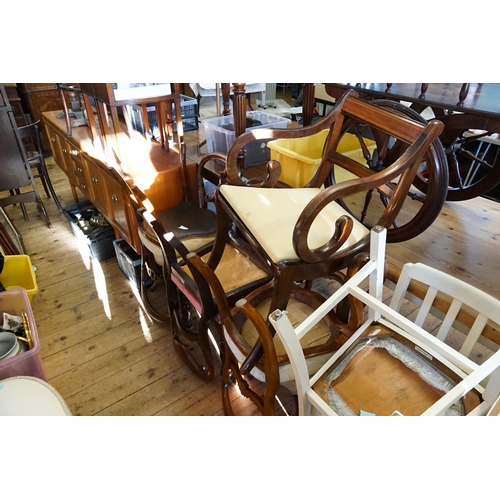 593 - Seven various Victorian and Later Hoop and Scroll Back Dining Chairs.