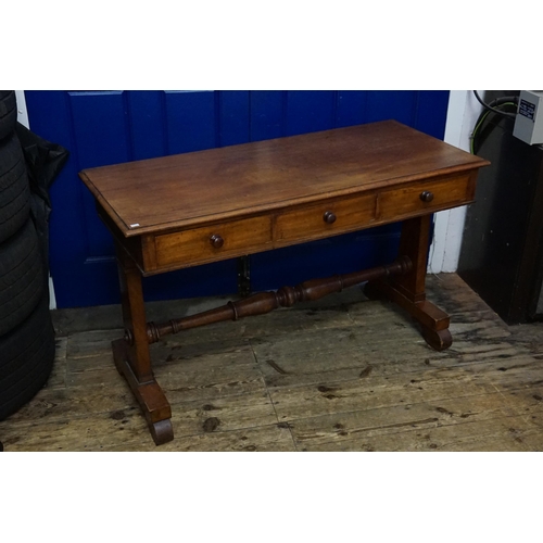 598 - An Antique Library/Console Table with Three Drawers. Measuring: 123cms across x 52cms deep x 75cms h... 