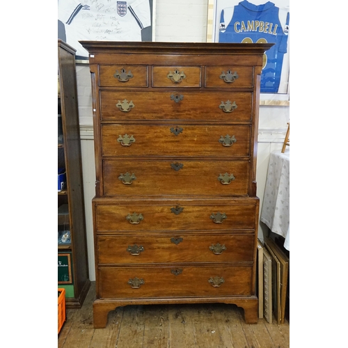 599 - A Georgian design Mahogany Tall Boy Chest of Graduated Drawers with Brass Ring-Pull Handles & restin... 