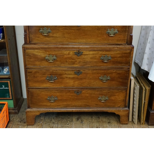 599 - A Georgian design Mahogany Tall Boy Chest of Graduated Drawers with Brass Ring-Pull Handles & restin... 