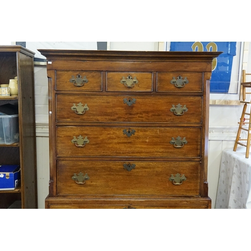 599 - A Georgian design Mahogany Tall Boy Chest of Graduated Drawers with Brass Ring-Pull Handles & restin... 