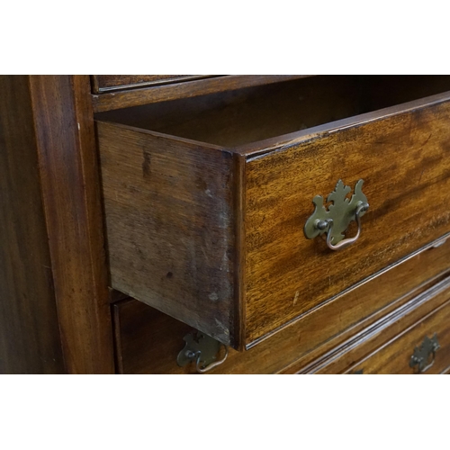 599 - A Georgian design Mahogany Tall Boy Chest of Graduated Drawers with Brass Ring-Pull Handles & restin... 