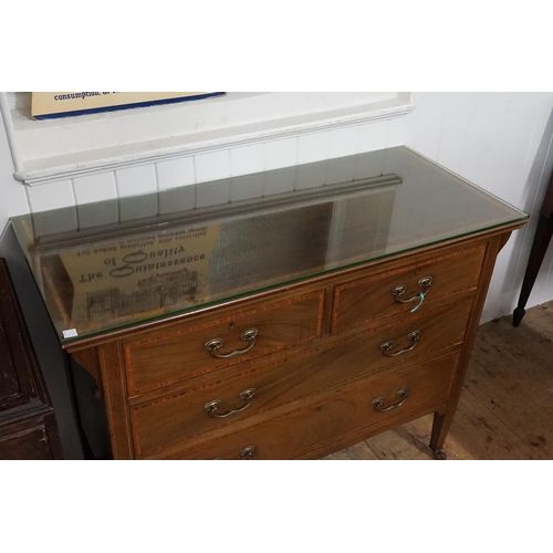 620 - A Satin Wood inlaid Dressing Table with fitted Drawers & a Glass Top. Measuring: 50cms deep x 114cms... 