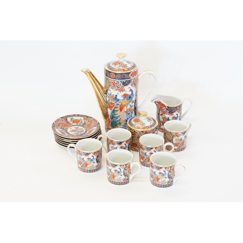 761 - A Japanese Coffee Set to include a Coffee Pot, Saucers, Coffee Cups, Sugar Bowl & Milk Jug.