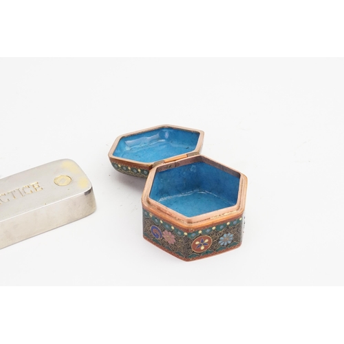 762 - A Japanese Cloisonne Box along with a Paperweight.