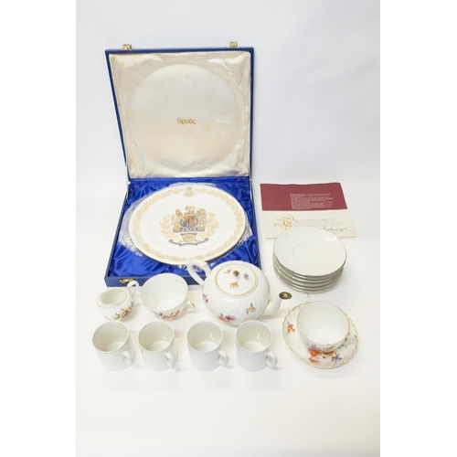 508 - A German China Floral decorated Tea Pot, a Spode Royal Artillery Plate (Limited Edition), etc.