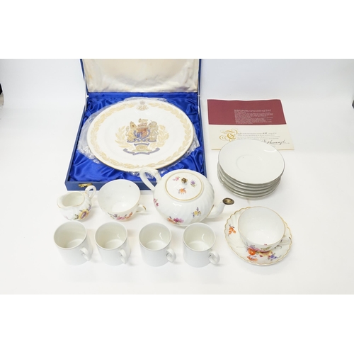 508 - A German China Floral decorated Tea Pot, a Spode Royal Artillery Plate (Limited Edition), etc.