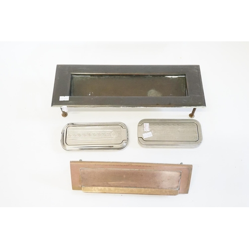 686 - Two Vintage Bronzed Letter Boxes & Two Rolls Razors in Cases.