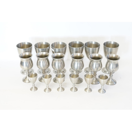 698 - A Collection of English Pewter, Goblets, Rummers & Liquor Glasses.