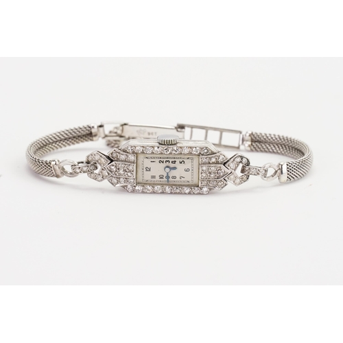 316 - A 1920s Platinum & White Gold Diamond Set Ladies Cocktail Watch with a 9ct White Gold Strap in the O... 