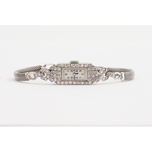 316 - A 1920s Platinum & White Gold Diamond Set Ladies Cocktail Watch with a 9ct White Gold Strap in the O... 