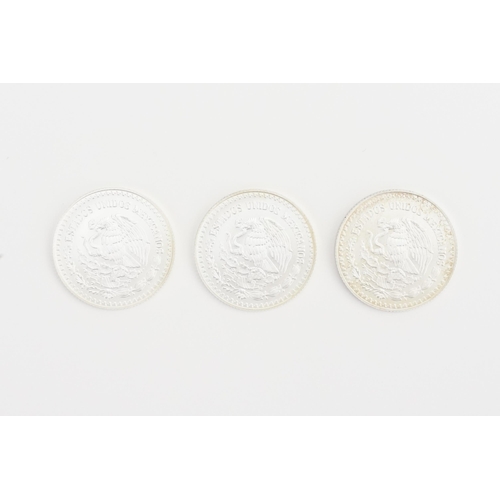 426 - A collection of three 2013 1/4 Ounce Silver Mexican estados unidos mexicanos coins. Platter Pura rev... 