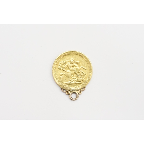 408 - An 1820 George III Gold Sovereign with St. George on reverse in Gold Mount. Total Weight: 8.1 grams.