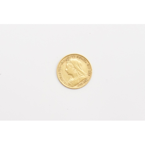 334 - A 1900 Queen Victoria Old Head Half Sovereign, St. George on Reverse & Minted in London.