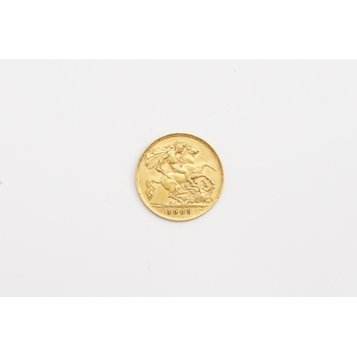 359 - A 1909 King George VII Half Sovereign, St George on Reverse & Minted in London.