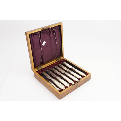 89 - A Cased Set of 6 of 6 Each Mother of Pearl Handled Desert Knives & Forks in an Original Case.