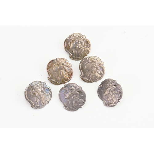 229 - A Set of 6 English Art Nouveau Buttons after a design by 