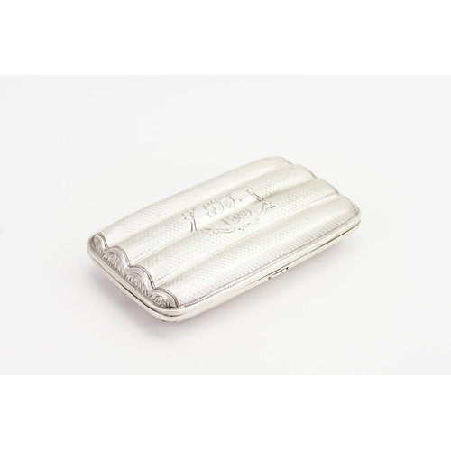 81 - A Victorian Silver Four Division Cigar Case with engine turned decoration. Weighing: 85 grams.