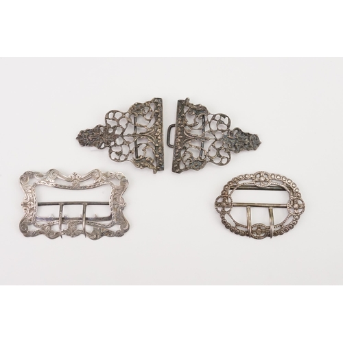 82 - A Victorian Silver Cast Nurses Buckle, One Other with Engraved Decoration and a Georgian Shoe Buckle... 