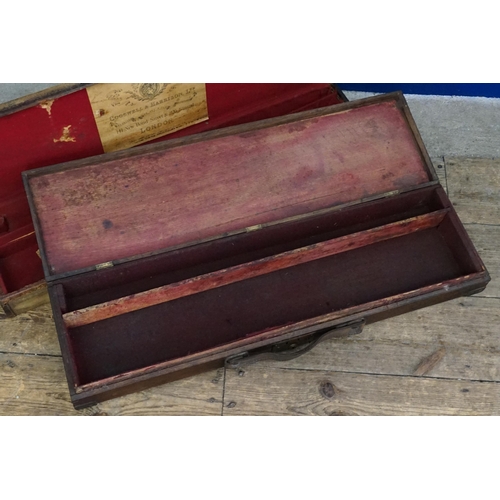 741 - A Late 19th Century Oak Shotgun Case along with one other in Canvas.