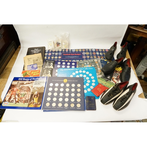 1100 - A Collection of Football Memorabilia to include Old Pairs of Football Boots & Shoes, Collectors Foot... 