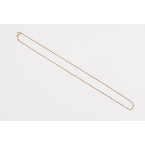 142 - A gold coloured 18ct Gold marked thin chain. Weight 3g.